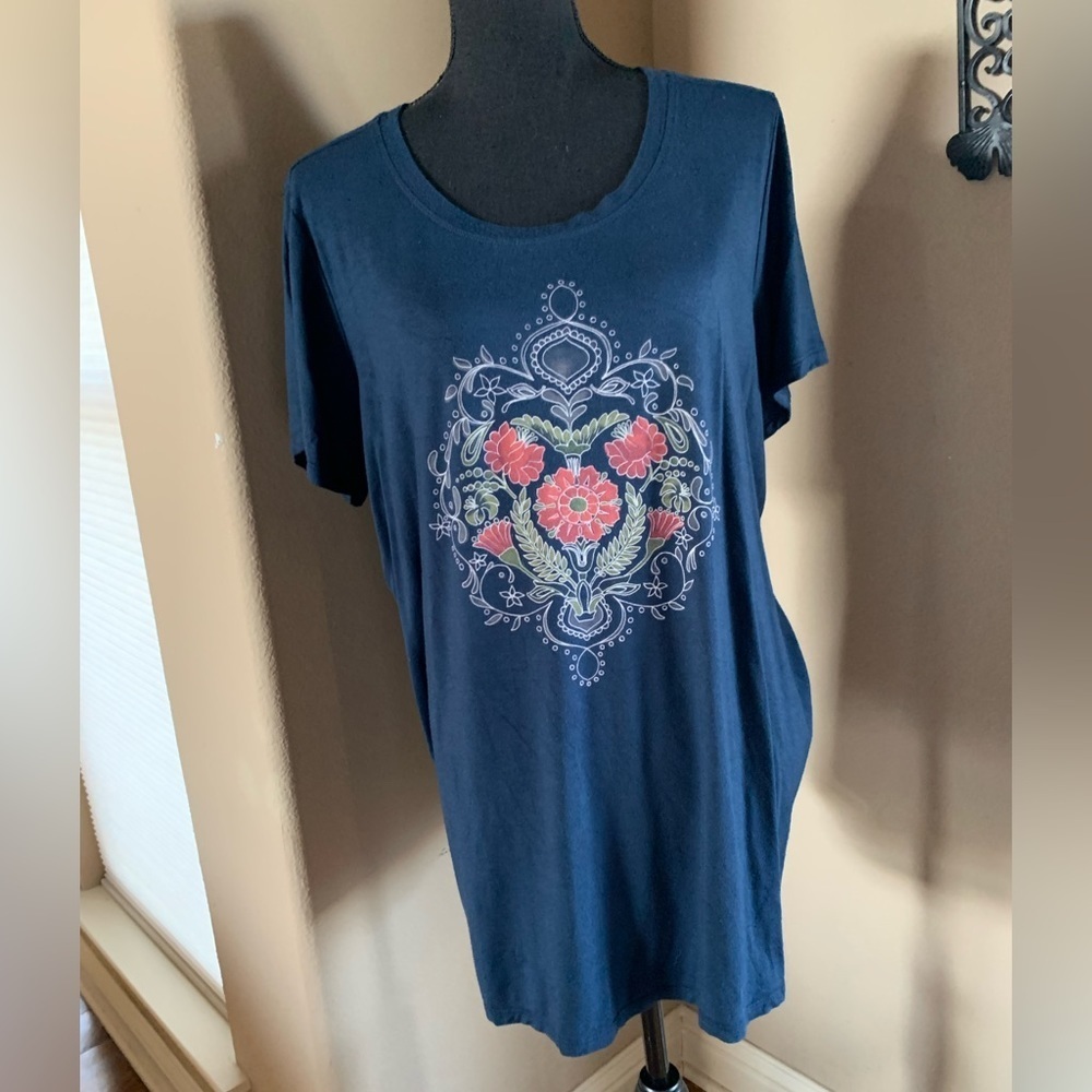 Torrid Blue T Shirt Floral Print